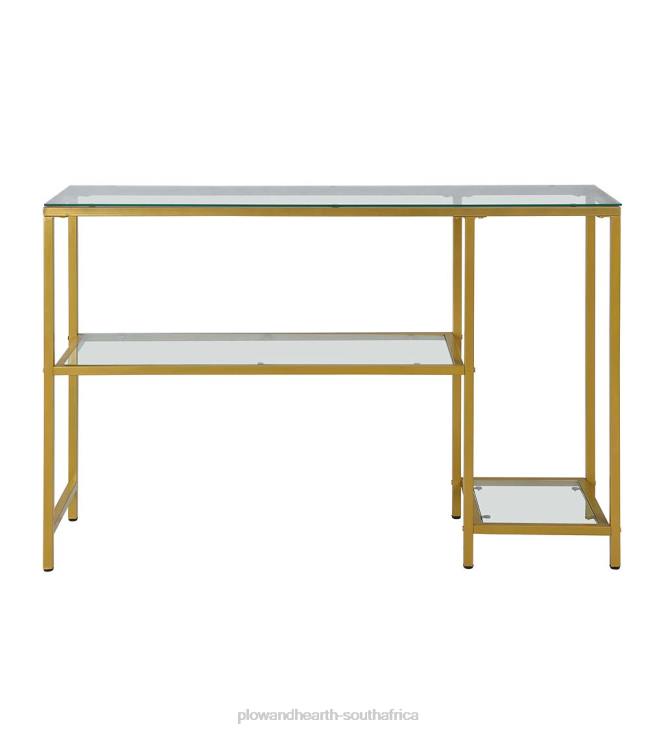 Furniture Plow & Hearth Multi-Functional Tempered Glass Console Table with Shelves - Gold NFLB2007
