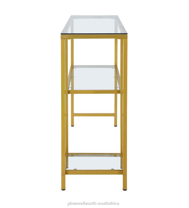 Furniture Plow & Hearth Multi-Functional Tempered Glass Console Table with Shelves - Gold NFLB2007