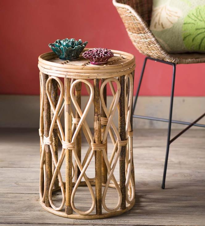 Furniture Plow & Hearth Open Rattan Drum Side Table NFLB2020