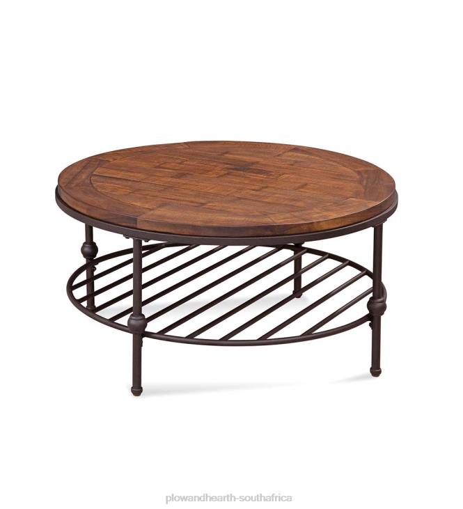 Furniture Plow & Hearth Pine-Top Coffee Table with Spoke Shelf NFLB1998