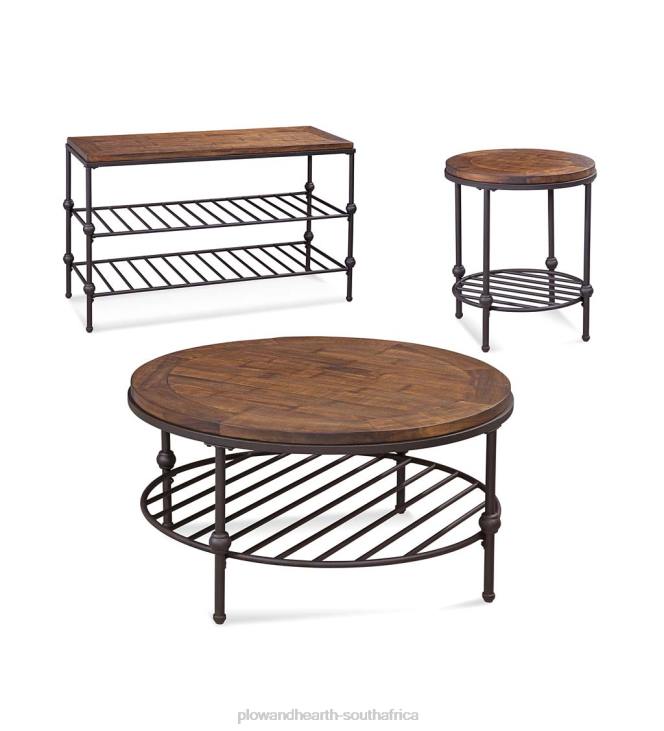 Furniture Plow & Hearth Pine-Top Coffee Table with Spoke Shelf NFLB1998