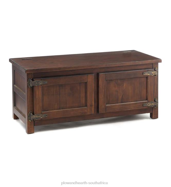 Furniture Plow & Hearth Portland Ice Box Wood Coffee Table/Bench with Replica Hardware - Walnut NFLB1984