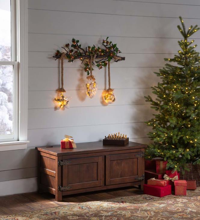 Furniture Plow & Hearth Portland Ice Box Wood Coffee Table/Bench with Replica Hardware - Walnut NFLB1984