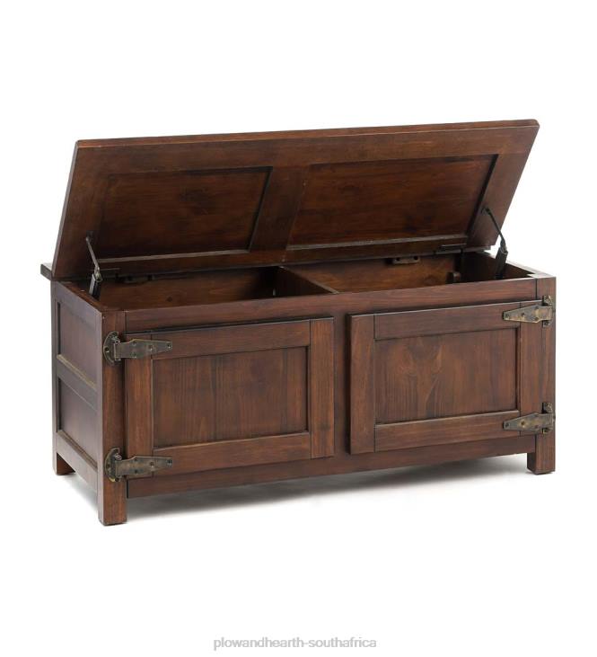 Furniture Plow & Hearth Portland Ice Box Wood Coffee Table/Bench with Replica Hardware - Walnut NFLB1984