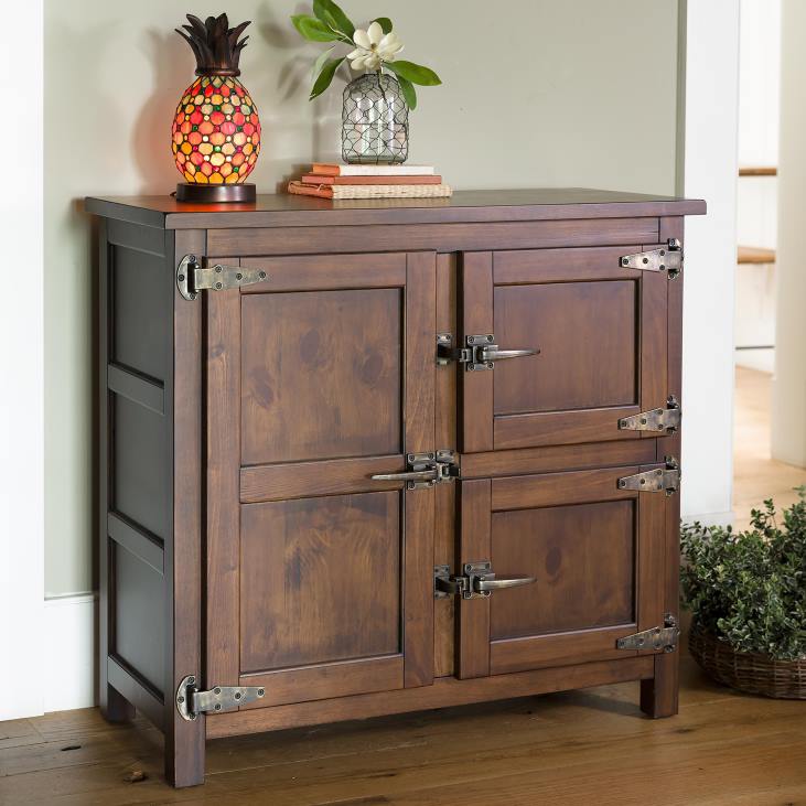 Furniture Plow & Hearth Portland Ice Box Wood Console Table with Replica Hardware - Walnut NFLB1979