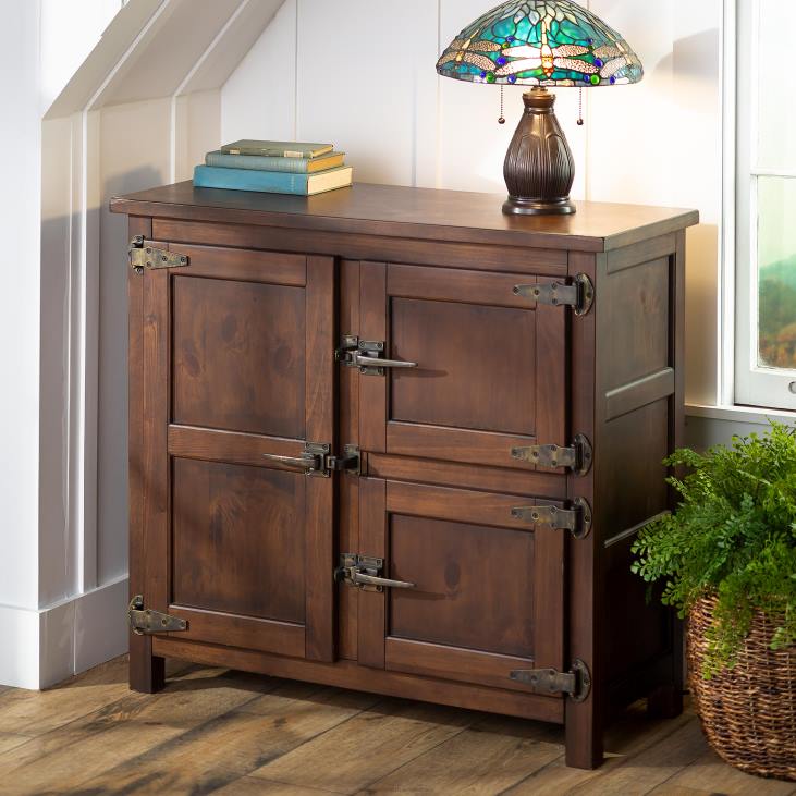 Furniture Plow & Hearth Portland Ice Box Wood Console Table with Replica Hardware - Walnut NFLB1979