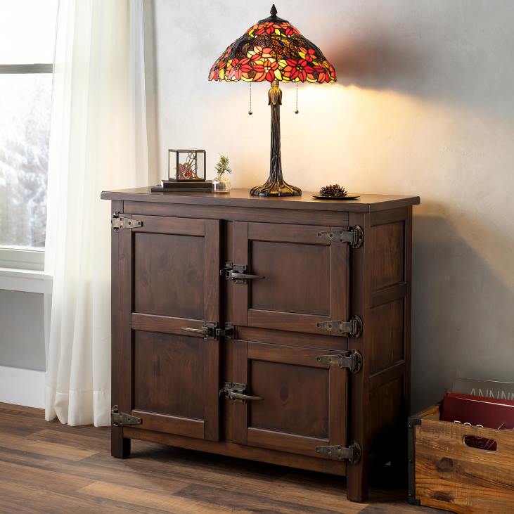 Furniture Plow & Hearth Portland Ice Box Wood Console Table with Replica Hardware - Walnut NFLB1979