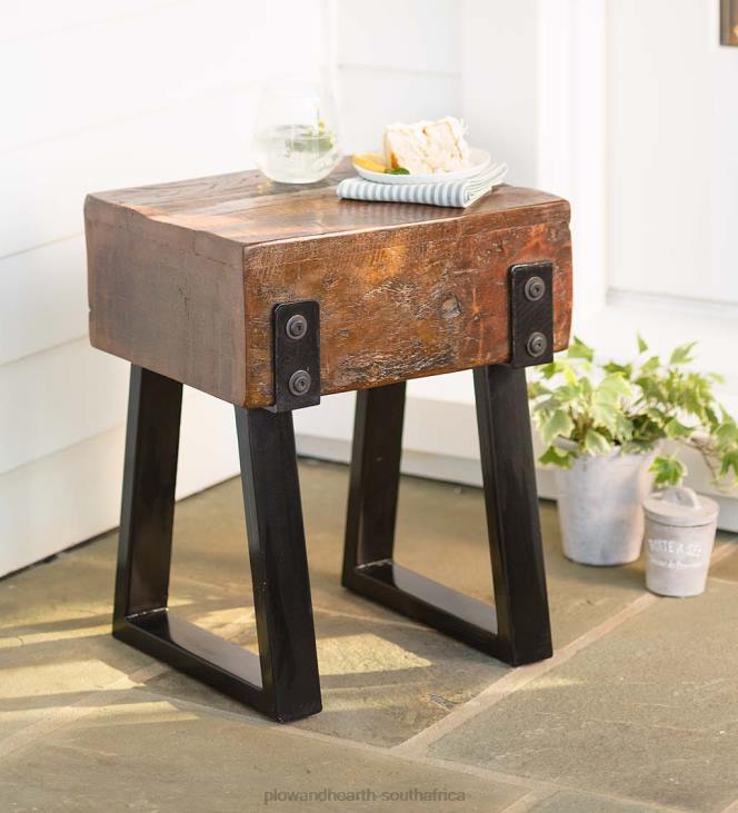 Furniture Plow & Hearth Richland Indoor/Outdoor Reclaimed Wood Stool/Side Table NFLB1981