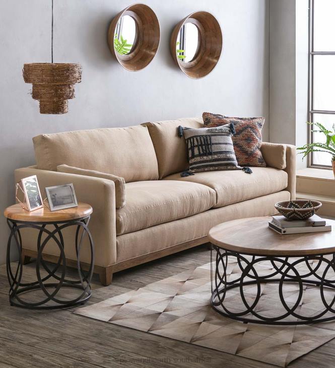 Furniture Plow & Hearth Eco-Friendly Handmade Studio Sofa, Made In USA - Brussels Linen NFLB2035