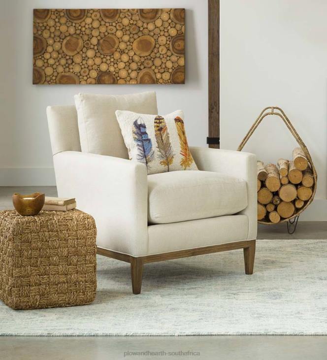 Furniture Plow & Hearth Eco-Friendly Handmade Upholstered Studio Chair, Made In USA - Brussels Linen NFLB2033