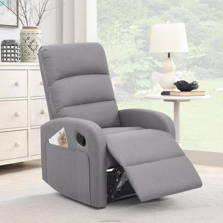 Furniture Plow & Hearth Emilia Upholstered Manual Recliner - Grey NFLB2027