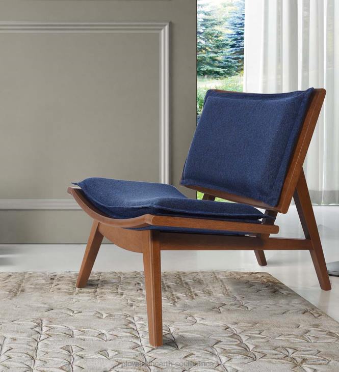 Furniture Plow & Hearth Kate Wood and Upholstered Accent Chair - Navy NFLB2026