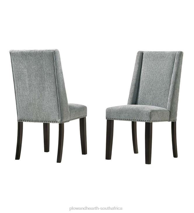 Furniture Plow & Hearth Lana Upholstered Dining Chairs, Set of 2 - Charcoal Gray/Espresso NFLB2037