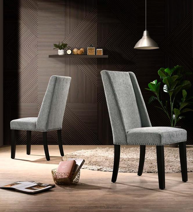 Furniture Plow & Hearth Lana Upholstered Dining Chairs, Set of 2 - Charcoal Gray/Espresso NFLB2037