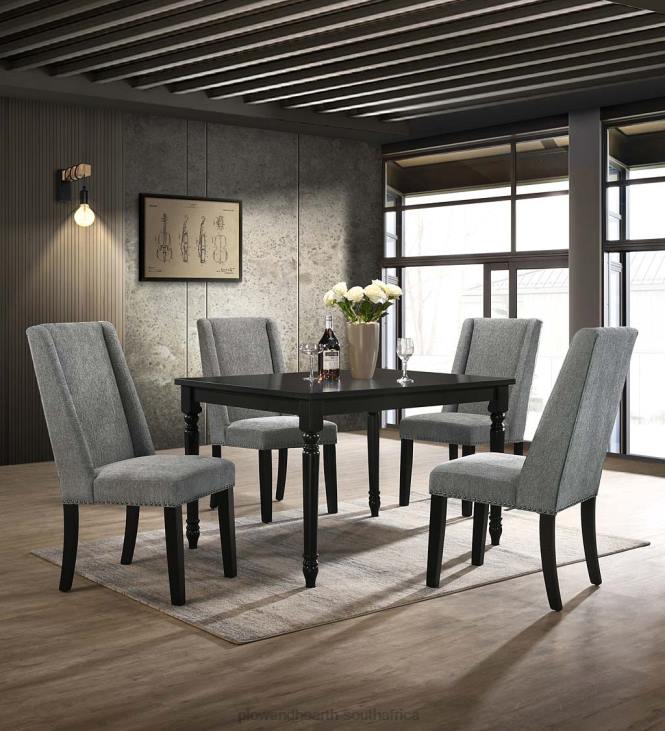 Furniture Plow & Hearth Lana Upholstered Dining Chairs, Set of 2 - Charcoal Gray/Espresso NFLB2037