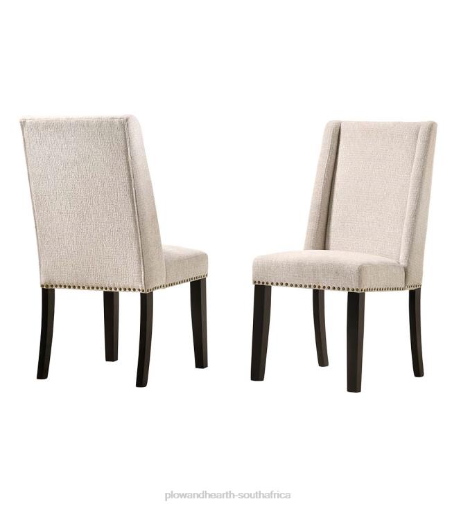 Furniture Plow & Hearth Lana Upholstered Dining Chairs, Set of 2 - Charcoal Gray/Espresso NFLB2037