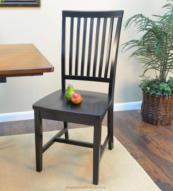 Furniture Plow & Hearth Schoolhouse Antiqued Hardwood Slat Back Chair - Antique Black NFLB2036