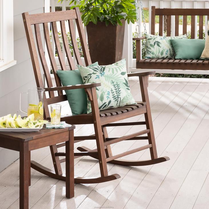Furniture Plow & Hearth Slatted Wood Rocking Chair - Black Paint NFLB3255