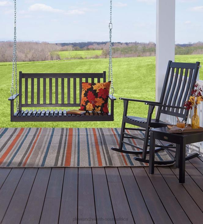 Furniture Plow & Hearth Slatted Wood Rocking Chair - Black Paint NFLB3255
