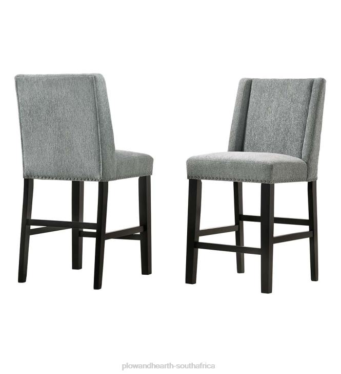 Furniture Plow & Hearth Upholstered Chair-Style 24Counter Stools, Set of 2 - Charcoal Gray/Espresso NFLB2038