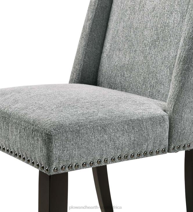 Furniture Plow & Hearth Upholstered Chair-Style 24Counter Stools, Set of 2 - Charcoal Gray/Espresso NFLB2038