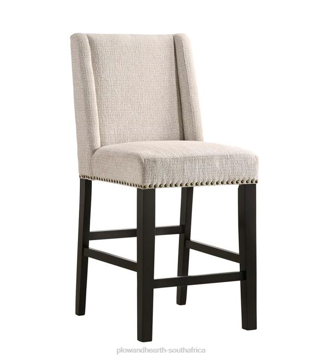 Furniture Plow & Hearth Upholstered Chair-Style 24Counter Stools, Set of 2 - Charcoal Gray/Espresso NFLB2038
