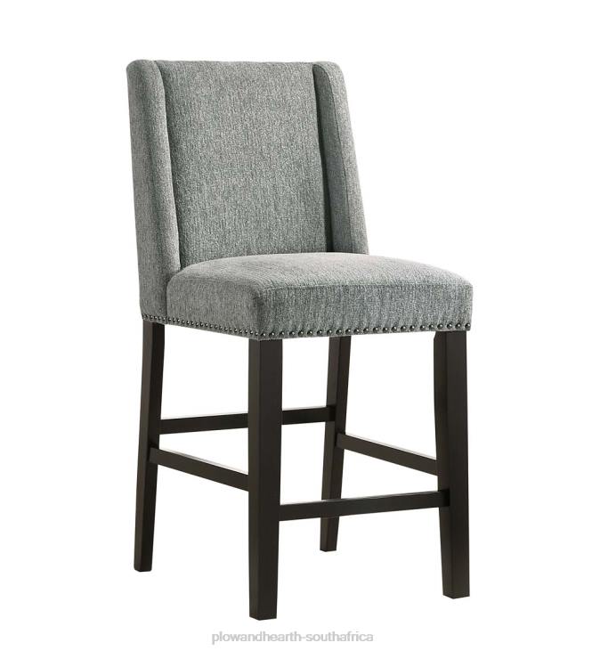 Furniture Plow & Hearth Upholstered Chair-Style 24Counter Stools, Set of 2 - Charcoal Gray/Espresso NFLB2038