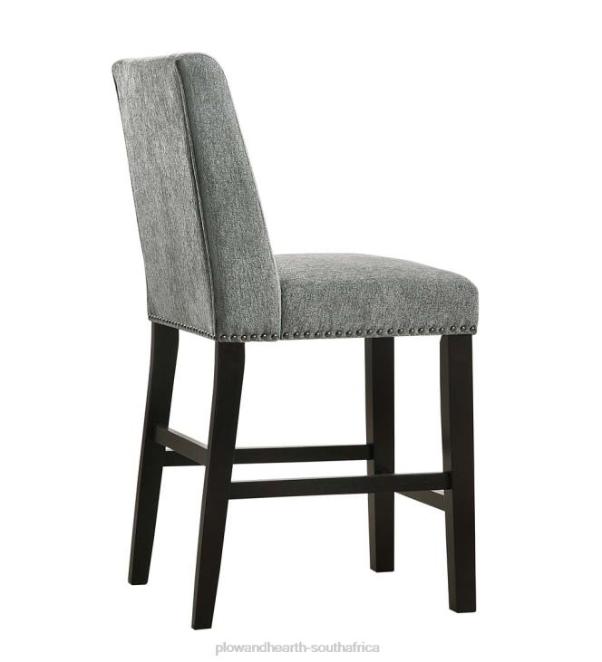 Furniture Plow & Hearth Upholstered Chair-Style 24Counter Stools, Set of 2 - Charcoal Gray/Espresso NFLB2038