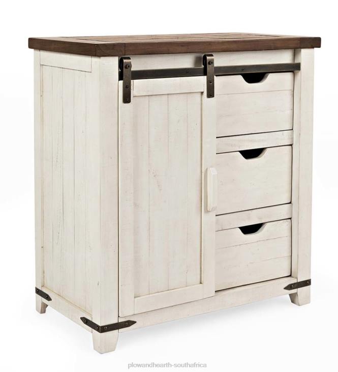 Furniture Plow & Hearth Cape Charles Barn Door Wood Storage Cabinet - White NFLB2082