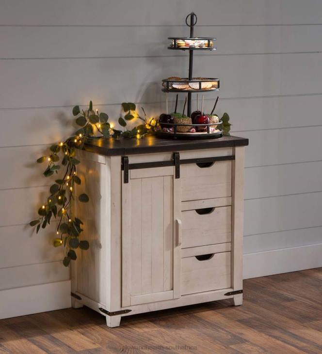 Furniture Plow & Hearth Cape Charles Barn Door Wood Storage Cabinet - White NFLB2082