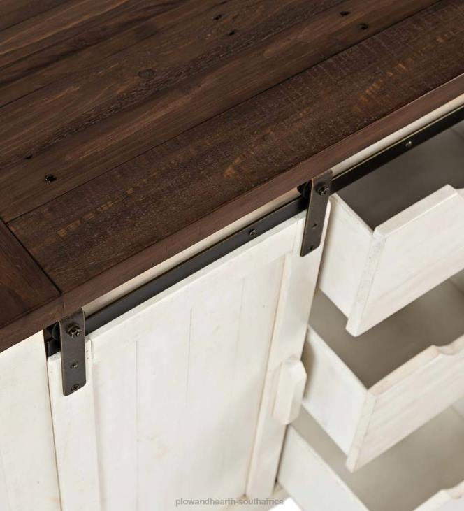 Furniture Plow & Hearth Cape Charles Barn Door Wood Storage Cabinet - White NFLB2082