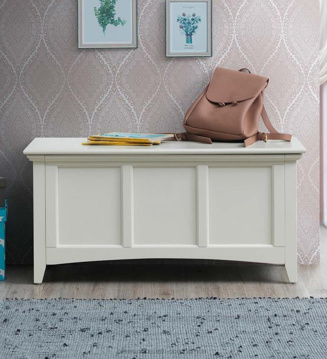 Furniture Plow & Hearth Hinged Paneled Storage Chest/Console - Antique Ivory NFLB2080