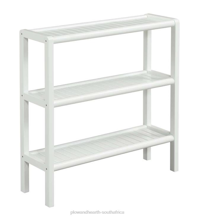 Furniture Plow & Hearth Farmhouse Three-Shelf Console Bookcase Storage Rack - Antique Chestnut NFLB2090