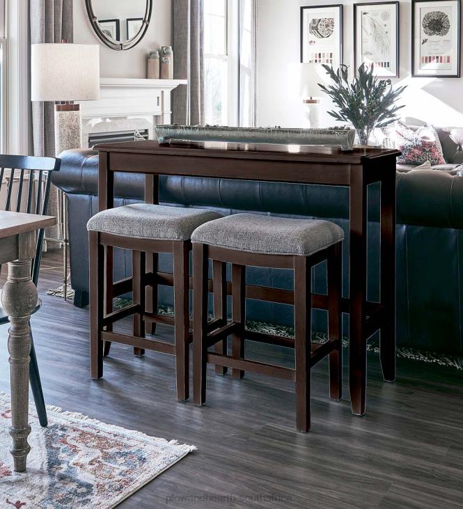 Furniture Plow & Hearth Sofa Table Set with Saddle Seat Stools - Espresso NFLB2087