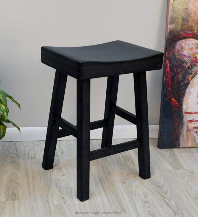 Furniture Plow & Hearth 25Wood Saddle Counter Stool - Antique White NFLB2050