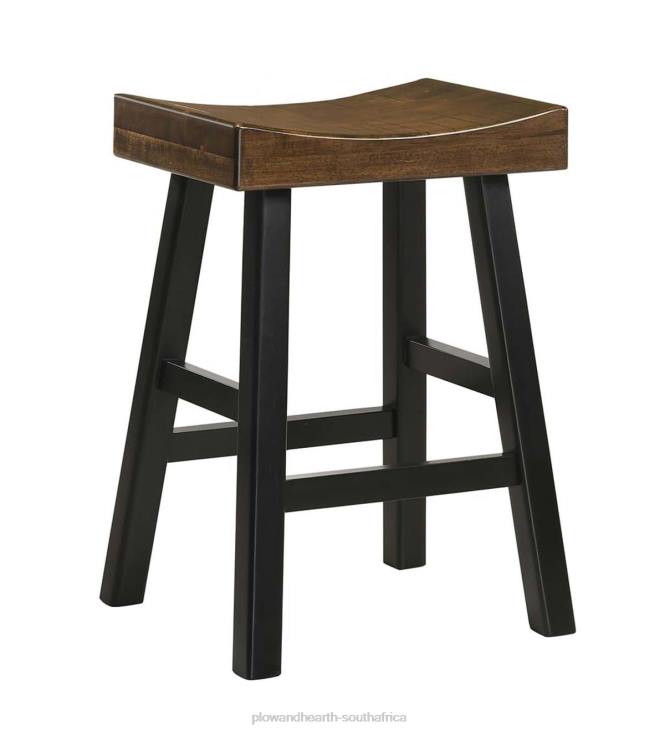 Furniture Plow & Hearth 25Wood Saddle Counter Stool - Antique White NFLB2050