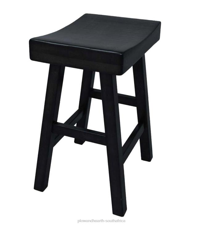 Furniture Plow & Hearth 25Wood Saddle Counter Stool - Antique White NFLB2050