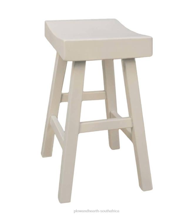 Furniture Plow & Hearth 25Wood Saddle Counter Stool - Antique White NFLB2050