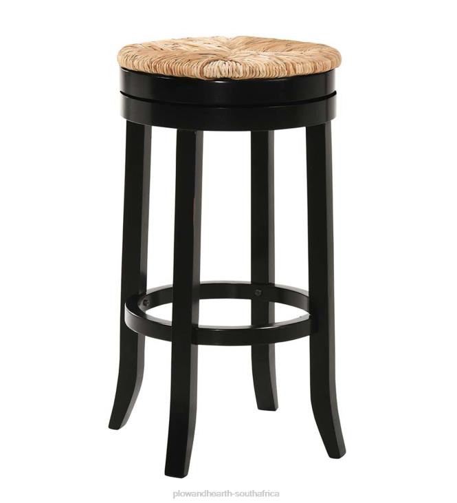 Furniture Plow & Hearth 30Round Rush Seat Swivel Bar Stool - Antique Black NFLB2045