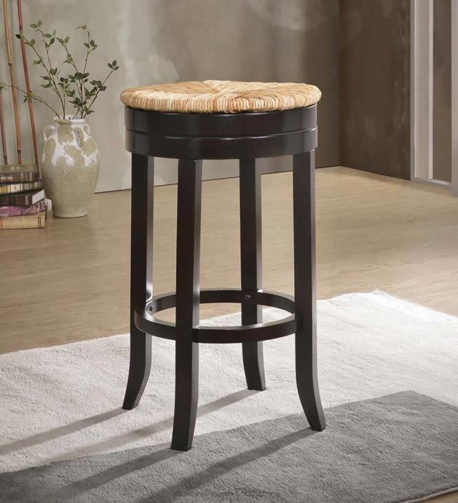 Furniture Plow & Hearth 30Round Rush Seat Swivel Bar Stool - Antique Black NFLB2045