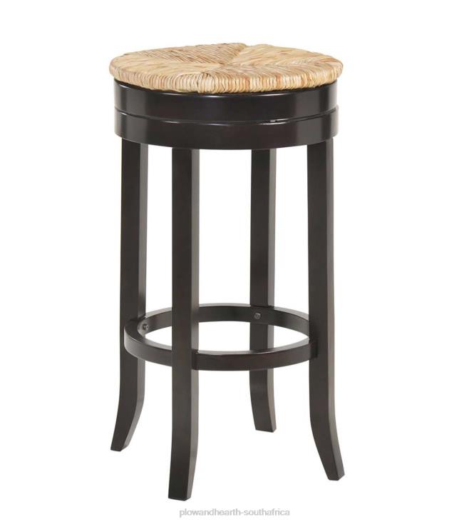 Furniture Plow & Hearth 30Round Rush Seat Swivel Bar Stool - Antique Black NFLB2045