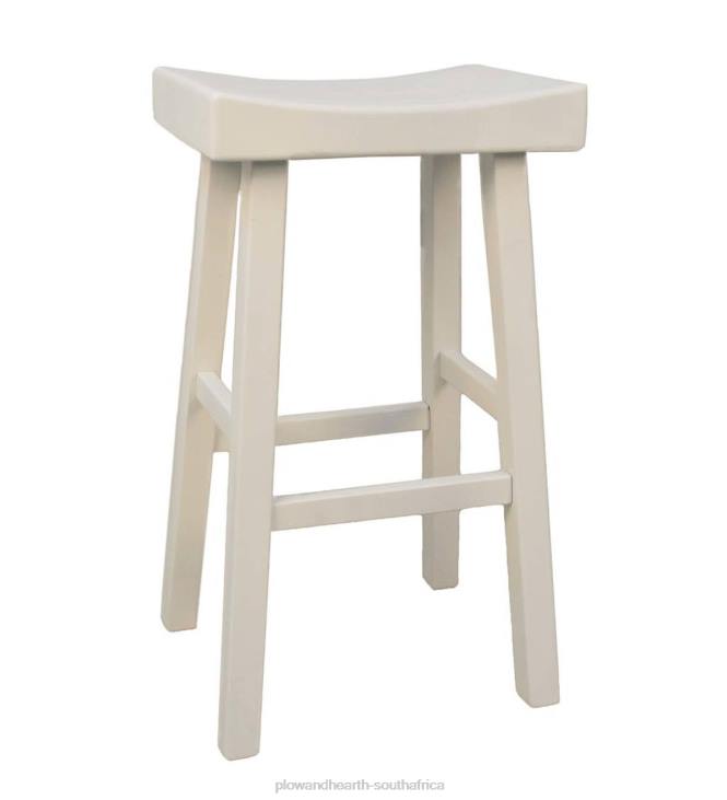 Furniture Plow & Hearth 30Wood Saddle Bar Stool - Antique White NFLB2039