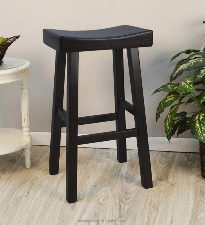 Furniture Plow & Hearth 30Wood Saddle Bar Stool - Antique White NFLB2039