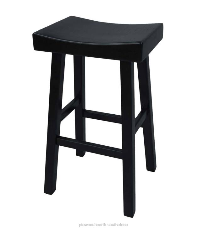 Furniture Plow & Hearth 30Wood Saddle Bar Stool - Antique White NFLB2039