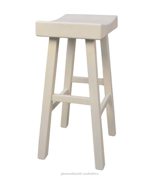 Furniture Plow & Hearth 30Wood Saddle Bar Stool - Antique White NFLB2039