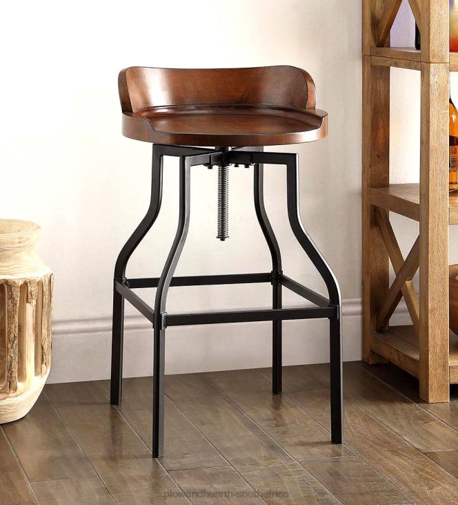 Furniture Plow & Hearth Adjustable Height Barrel-Style Low Back Stool NFLB2040