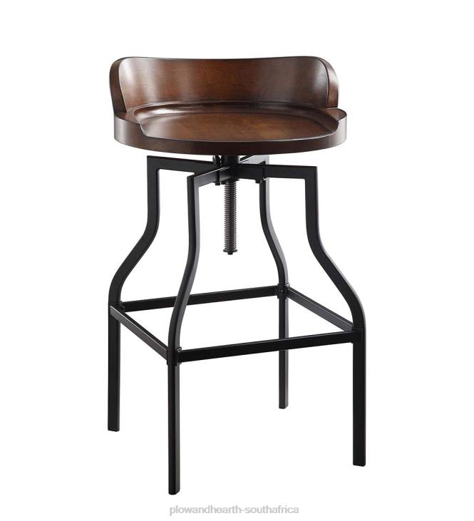 Furniture Plow & Hearth Adjustable Height Barrel-Style Low Back Stool NFLB2040