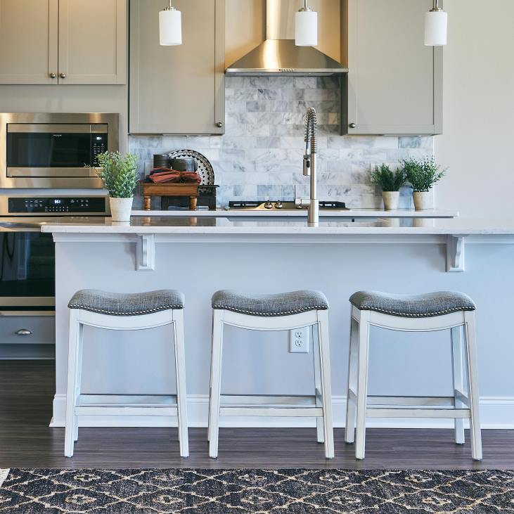 Furniture Plow & Hearth Clara Saddle Seat Barstool - White NFLB2056
