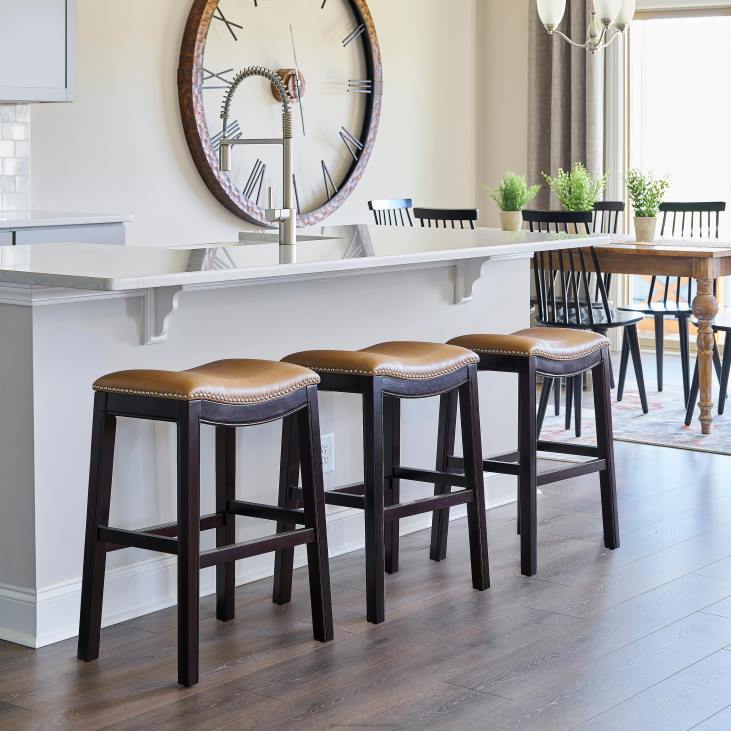 Furniture Plow & Hearth Lena Saddle Seat Barstool - Tan NFLB2052