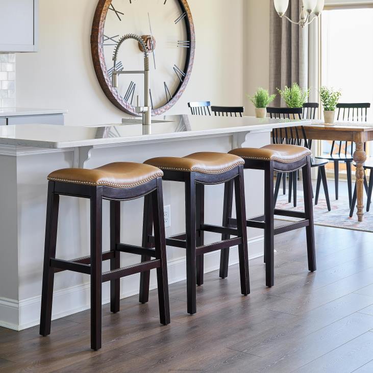 Furniture Plow & Hearth Lena Tall Saddle Seat Barstool - Black NFLB2043
